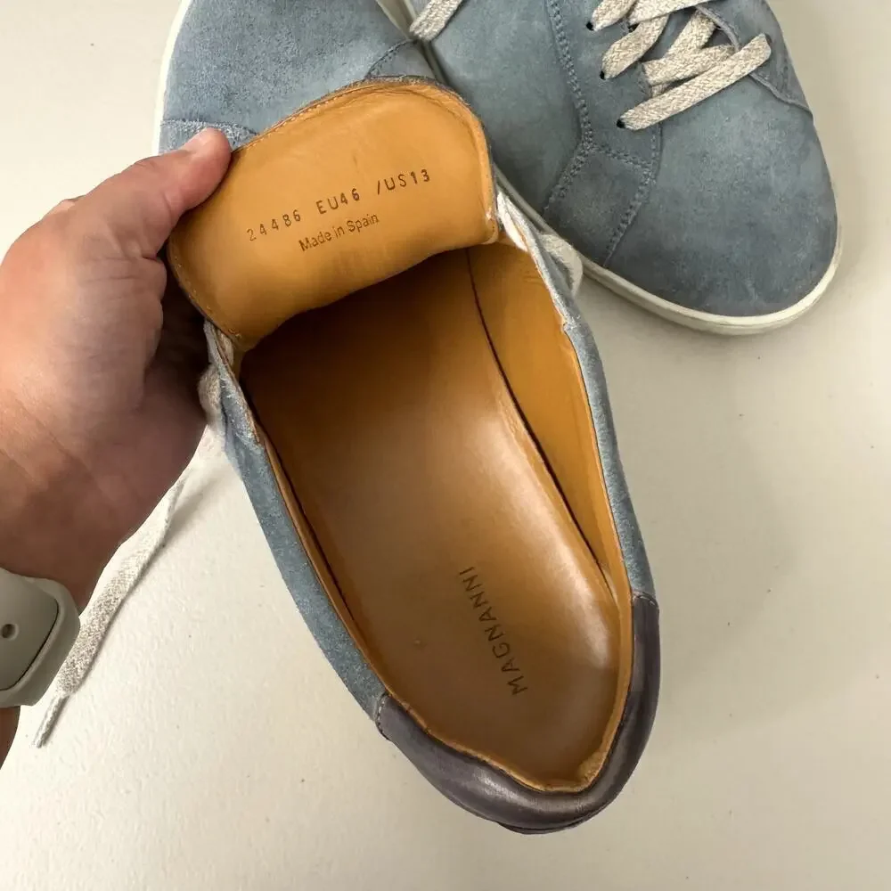 Magnanni Suede and Leather Men's Blue Sneakers Shoes Size 13